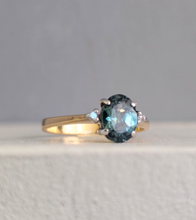 Load image into Gallery viewer, Tantalising parti sapphire &amp; diamonds in 18ct yellow gold c1970s ring
