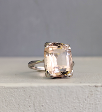 Load image into Gallery viewer, Silver French Art Deco Peach topaz ring
