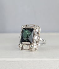 Load image into Gallery viewer, 'Monets Gardens' French made green spinel silver ring c1930s
