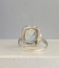 Load image into Gallery viewer, Bright aquamarine in German silver c1930s

