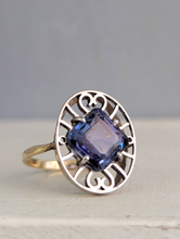 Load image into Gallery viewer, Handmade Art Deco ring with tanzanite in 10k
