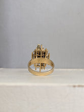 Load image into Gallery viewer, Brutalist Emerald dream boat c1970s 9ct yellow and white gold.
