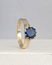 Load image into Gallery viewer, Deep ocean blue Australian sapphire in 9ct claw setting c1980s
