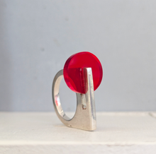 Load image into Gallery viewer, 1980s cherry lucite sterling silver ring by Tego

