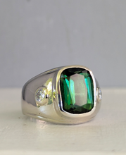 Load image into Gallery viewer, 1980s tourmaline and diamond ring in 9ct gold white gold
