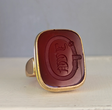 Load image into Gallery viewer, Georgian Carnelian Intaglio signet ring 9ct yellow gold
