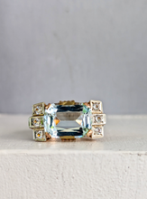 Load image into Gallery viewer, Fabulous 1940s aquamarine tank cocktail ring in 14ct Yellow, white &amp; rose gold.
