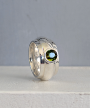 Load image into Gallery viewer, Thick tourmaline donut band vintage sterling silver 

