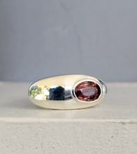 Load image into Gallery viewer, Italian modernist sterling silver tourmaline ring c1980s
