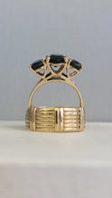 Load image into Gallery viewer, High set architectural parti sapphire 9ct vintage ring
