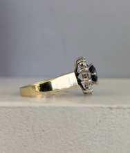 Load image into Gallery viewer, c1980s Teal Sapphire flower cluster in 9ct yellow and white gold
