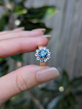 Load image into Gallery viewer, c1980s Teal Sapphire flower cluster in 9ct yellow and white gold
