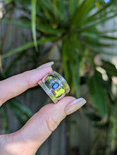 Load image into Gallery viewer, Vintage silver cuff ring with natural sapphire
