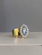 Load image into Gallery viewer, The Marquis de Aquamarine with spinel halo 9ct gold
