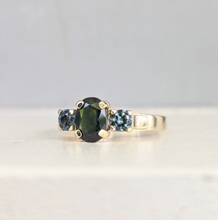 Load image into Gallery viewer, Parti sapphire harlequin trilogy in 9ct yellow gold
