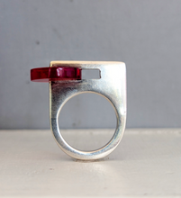 Load image into Gallery viewer, 1980s cherry lucite sterling silver ring by Tego

