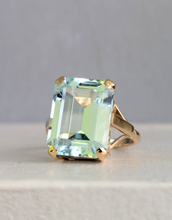 Load image into Gallery viewer, Vintage aquamarine cocktail ring c1960s in 9ct yellow gold.
