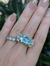 Load image into Gallery viewer, Fabulous 1940s aquamarine tank cocktail ring in 14ct Yellow, white &amp; rose gold.
