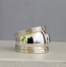 Load image into Gallery viewer, Vintage silver cuff ring with natural sapphire
