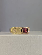 Load image into Gallery viewer, Pink tourmaline &amp; diamond brutalist signet in 9ct yellow gold
