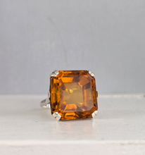 Load image into Gallery viewer, Huge 23ct vintage cognac citrine cocktail ring sterling silver
