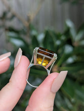 Load image into Gallery viewer, Huge 23ct vintage cognac citrine cocktail ring sterling silver
