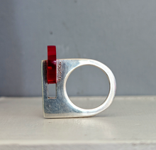 Load image into Gallery viewer, 1980s cherry lucite sterling silver ring by Tego
