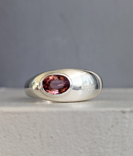 Load image into Gallery viewer, Italian modernist sterling silver tourmaline ring c1980s
