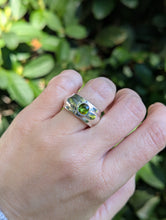 Load image into Gallery viewer, Thick tourmaline donut band vintage sterling silver 
