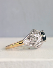 Load image into Gallery viewer, c1925 Art deco Green sapphire bombe ring in platinum and 18ct yellow gold
