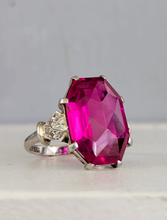 Load image into Gallery viewer, Vibrant 1930s ruby and diamond ring 18ct white gold
