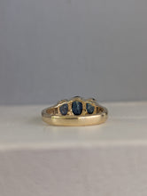 Load image into Gallery viewer, Peacock blue parti trilogy in vintage 9ct yellow gold
