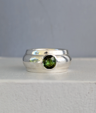 Load image into Gallery viewer, Thick tourmaline donut band vintage sterling silver 
