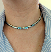 Load image into Gallery viewer, Vintage articulated sterling silver &amp; topaz omega chain
