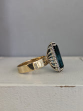 Load image into Gallery viewer, The blue lagoon tourmaline and zircons in 9ct yellow and white gold
