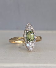 Load image into Gallery viewer, Luminous Parti sapphire &amp; diamond navette 18ct

