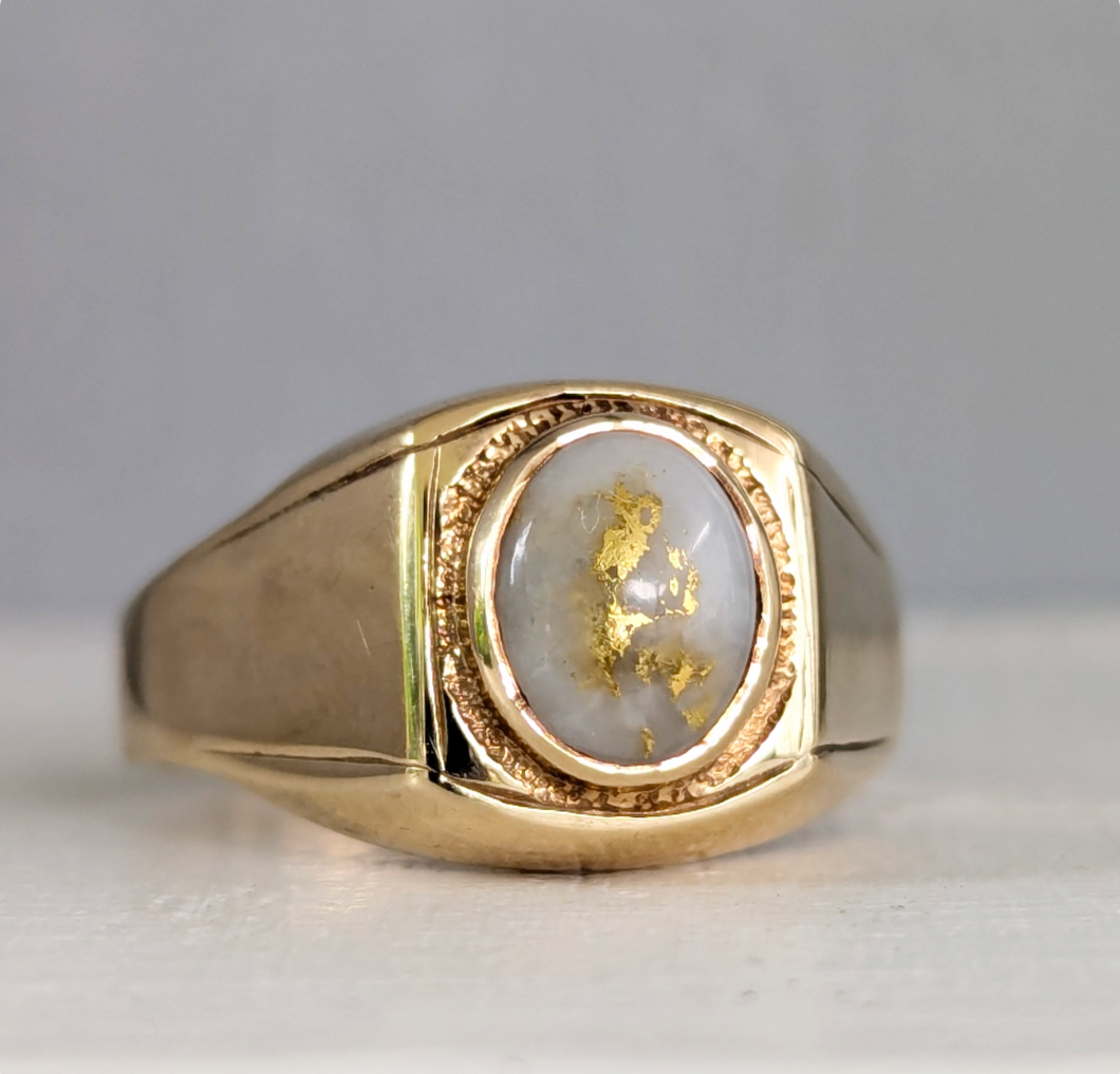 Eureka Vintage Australian gold bearing quartz ring 9ct yellow gold
