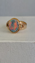 Load image into Gallery viewer, Australian Opal doublet c1930s rosey 9ct gold ring
