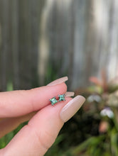 Load image into Gallery viewer, Luminous green Australian sapphire silver studs c1980s

