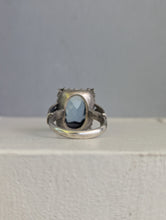 Load image into Gallery viewer, Art Deco bright blue glass ring in 900 silver
