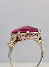 Load image into Gallery viewer, Vibrant 1930s ruby and diamond ring 18ct white gold
