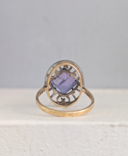 Load image into Gallery viewer, Handmade Art Deco ring with tanzanite in 10k

