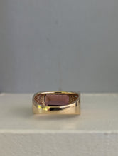 Load image into Gallery viewer, Pink tourmaline &amp; diamond brutalist signet in 9ct yellow gold
