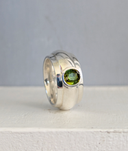Load image into Gallery viewer, Thick tourmaline donut band vintage sterling silver 
