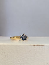 Load image into Gallery viewer, Bright dark blue Australian sapphire in handmade 18ct yellow and white gold
