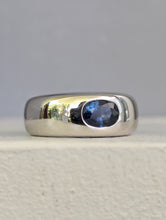 Load image into Gallery viewer, Vintage natural blue sapphire 9ct white gold dome band
