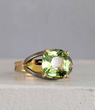 Load image into Gallery viewer, Luminous natural green tourmaline in 18ct yellow and white gold
