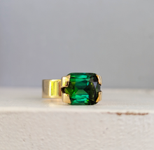 Load image into Gallery viewer, Architectural minimalist Tourmaline ring 9ct yellow gold
