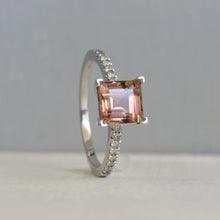 Load image into Gallery viewer, Soft pink tourmaline and diamond 9ct white gold ring
