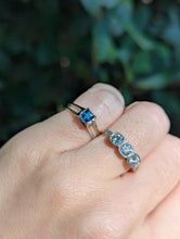 Load image into Gallery viewer, Brilliant blue Australian sapphire in an high artful 9ct white gold ring

